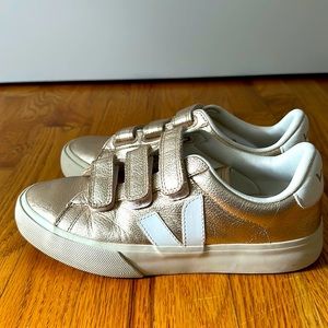 Veja gold foil Velcro sneakers